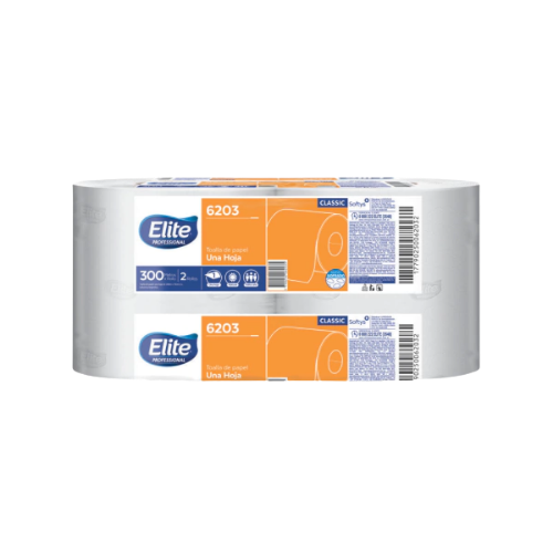 0302111 TOALLAS JUMBO HOJA SIMPLE 300Mts x 2 Unidades ELITE - Imagen 1