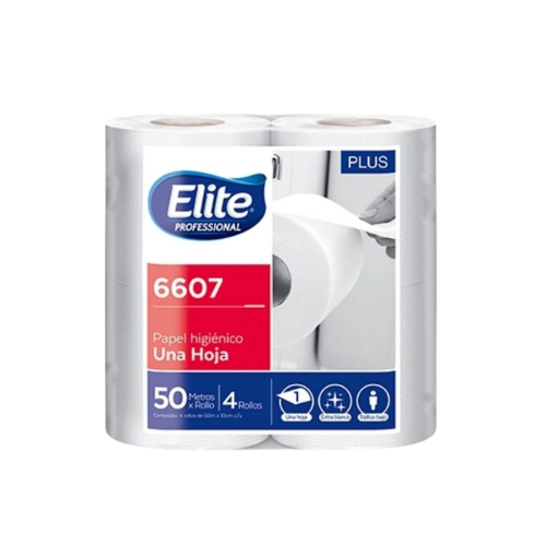 0304208 PAPEL HIGENICO 50Mts HOJA SIMPLE BLANCO 12x 4 ELITE - Imagen 1